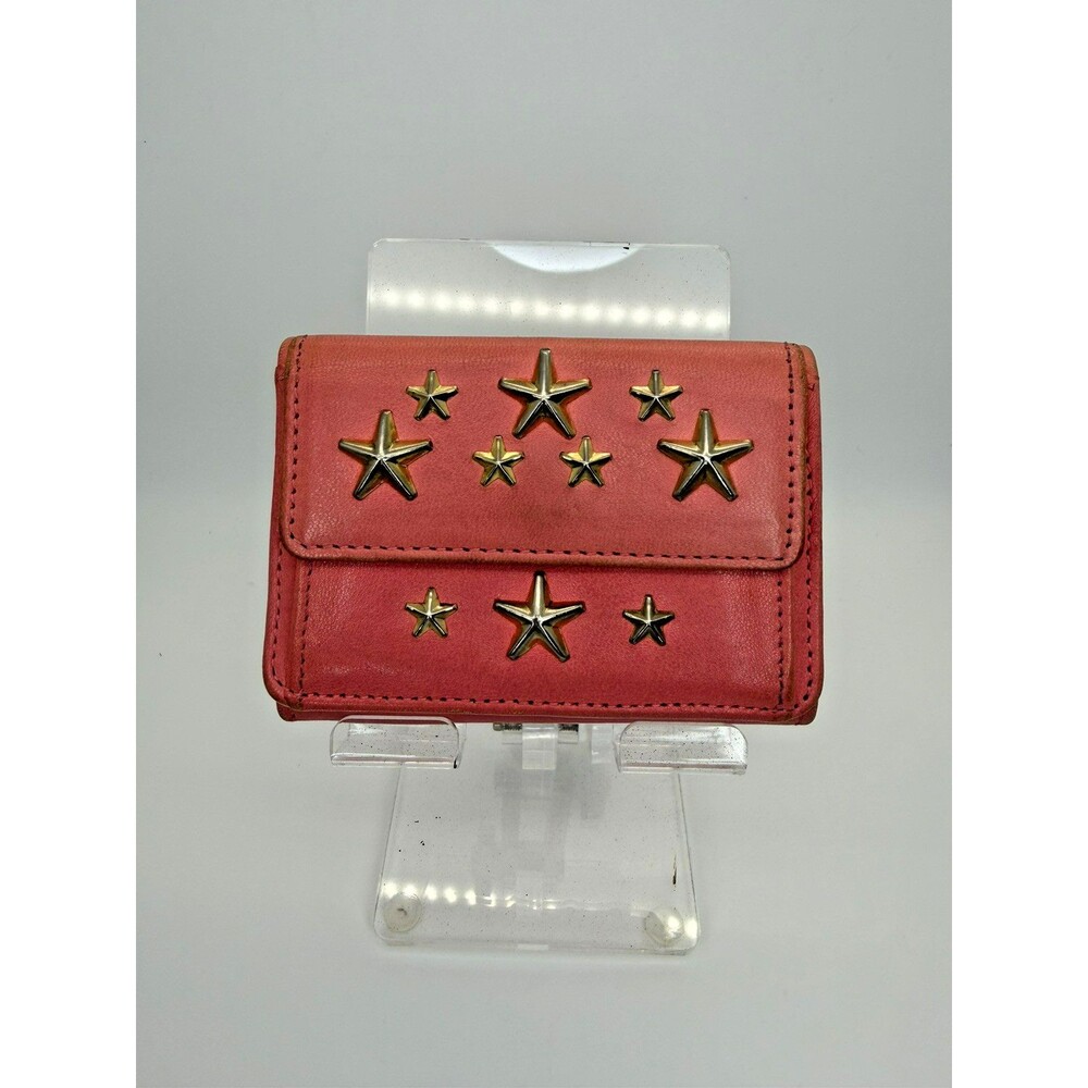 Jimmy Choo NEMO Star Studded Leather Trifold Wallet Pink/132